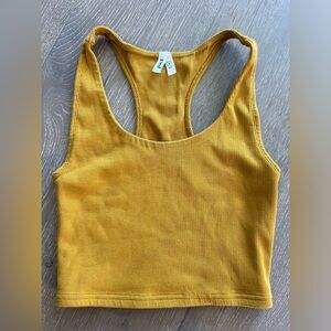 pact mustard yellow cropped tank top